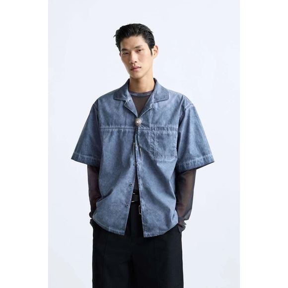 ZARA FADED SHIRT WITH SEAMS - Picture 1 of 6